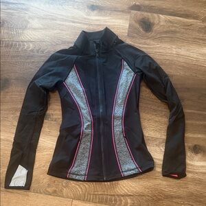 Victoria's Secret Black and Gray Ski Jacket with Pink Accents